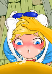 2boys adventure_time blonde_hair blue_eyes cartoon_network cum cum_in_mouth cum_inside e-sac femboy finn_the_human jake_the_dog male/male oral tagme tears