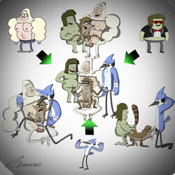 anthro ass bukkake bulge camsan_r_s cartoon_network cum cum_inside cum_on_ass cum_on_face double double_penetration ejaculation foursome furry gay group group_sex hairy male male_only mammal mordecai muscle_man orgy overweight penetration penis raccoon regular_show rigby sex skips slightly_chubby stomach_bulge threesome yaoi yeti