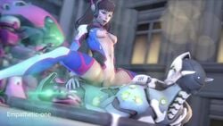 3d animated arms_behind_back bodysuit bouncing_breasts breasts cowgirl_position d.va empathetic-one female genji large_penis meka mound_of_venus no_sound open_clothes overwatch sex source_filmmaker spread_legs straight vaginal_penetration video