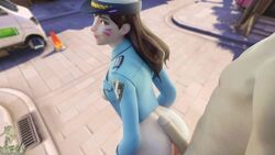 3d alternate_costume animated ass blender blizzard_entertainment brown_hair buttjob d.va duo faceless_male female half_dressed hat human looking_back male mrbonessfm no_sound overwatch penis police_officer_d.va straight teasing video