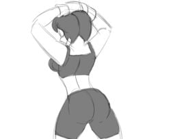 1girls animated animated_gif animated_sketch ass back_view big_ass bike_shorts black_hair butt dancing dat_ass dragon_ball dragon_ball_z female funsexydragonball gif greyscale petite sketch solo sports_bra tagme teenager twerking twintails videl