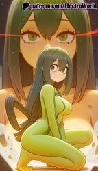 1girls 2026 ai_generated artist_name boku_no_hero_academia electroworld female glowing_eyes green_eyes hi_res high_quality high_resolution highres long_hair my_hero_academia patreon patreon_username solo stable_diffusion tsuyu_asui watermark zoom_layer