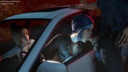 1boy 2girls 3d animated batesz beanie being_watched blowjob blue_hair blue_nails brown_hair car casual chloe_price closed_eyes cuckquean dyed_hair erection fellatio female hetero holding_penis human human_only large_penis life_is_strange light-skinned_female male manual max_caulfield nail_polish necklace noisemaker21 observing oral oral_sex pale_skin penis police police_siren public short_hair siren sound source_filmmaker standing steering_wheel straight testicles unseen_male_face vehicle video watching