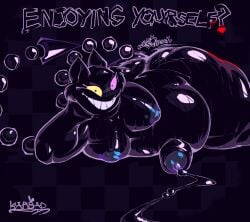 absurd_res anthro areola arm_support ass belly belly_squish big_breasts big_butt big_penis black_body bodily_fluids breast_squish breasts cheek_tuft crazed_look darkner devious_grin dialogue digging_into_butt eyelashes facial_tuft felid feline foreskin friend_(deltarune) genital_fluids genitals glistening glistening_belly glistening_breasts glistening_butt glistening_genitalia glistening_penis glistening_thighs grey_areola hand_on_cheek heterochromia hi_res karbad karbun leaking_precum leaning_on_elbow male mammal mocking neck_rolls nipples onomatopoeia outline overweight penis pink_eyes pink_sclera pointed_tail precum puffy_areola purple_outline red_heart scratching_butt sharp_teeth simple_background smile solo soul_(undertale) sound_effects spotted_areola squish sweat sweaty_belly sweaty_breasts sweaty_butt sweaty_legs sweaty_thighs teeth text thick_penis tuft wide_smile yellow_eyes yellow_sclera