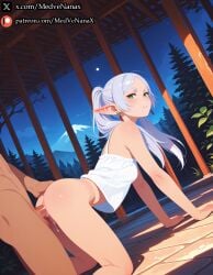 1boy 2026 8k absurdres ai_generated aroused aroused_face aroused_gaze artist_name ass_focus ass_up bare_shoulders best_quality big_ass blissful_expression blue_toned_lighting blush clitoris content_expression cum cum_bubble cum_on_ass cum_on_body cum_on_pussy cum_on_thighs cum_overflow cum_string cumdrip dangling_earrings detailed_background detailed_eyes detailed_face devoted_look distant_volcano doggy_style drooling earrings ecstasy ecstatic_face elf erection erotic excessive_saliva exposed_breasts female flushed_cheeks focus_on_ass focus_on_face focus_on_penis focus_on_pussy forest frieren from_behind glistening_skin glossy_lips gold_earrings grabbing_own_ass green_eyes hands_on_own_ass happy_face heavy_blush hi_res high_ponytail high_resolution highres inviting_look lantern_light large_penis lewd lewd_expression long_hair looking_at_viewer loving_gaze masterpiece medvenanax mind_break_light moon moonlight moonlight_glow mountains night night_sky nighttime nipples nsfw onsen open_mouth outdoors overwhelmed_with_pleasure parted_lips penis pleasure pleasure_overload pleasured_face plump_ass pointy_ears ponytail pov pov_crotch pov_hands pubic_hair puffy_nipples pussy pussy_juice pussy_juice_drip raised_ass red_earrings round_ass saliva saliva_drool saliva_trail seductive_pose sex small_breasts snow_capped_mountains sousou_no_frieren spreading_ass stable_diffusion starry_sky straight submissive submissive_expression sweat sweatdrop teasing_pose thick_penis throbbing_penis tongue tongue_out towel_dress trees trimmed_pubic_hair ultra_detailed vaginal_penetration veiny_penis warm_glow wet_lips wet_pussy white_hair white_towel wooden_floor wooden_pavilion