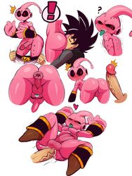 ! anal anal_sex anus armband ass balls blush cum cum_in_ass cum_inside dragon_ball femboy gay human humanoid kid_buu looking_back majin majin_buu male male_only mammal monster oral pants_pull penetration penis pink_body red_eyes rimming sex sssonic2 surprised tongue tongue_out yaoi