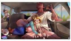 1boy 2d 2girls acureforillness angry big_balls blonde_hair busty car car_interior car_sex cellulite cum cum_everywhere cum_explosion cum_in_hair cum_in_mouth cum_in_nose cum_on_breasts cum_on_face dark-skinned_male dark_skin drumstick_(food) earrings ejaculation excessive_cum fellatio female fondling_balls fondling_breast food gagging grabbing_breasts huge_breasts huge_cock interracial karen karen:_a_belville_short_(comic) karen_(kennycomix) kennycomix kiss_mark light-skinned_female light_skin male milf mouthful oral pants_down saliva smoking stroking_penis sucking_penis titties titties_out voyeur