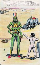 2000 a_princess_of_mars alien animal_genitalia edgar_rice_burroughs green_martian human james_killian_spratt john_carter male mammal nude sheath standing tars_tarkas traditional_media_(artwork) weapon