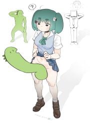 1futa ? aqua_ascot aqua_hair ascot blue_skirt blue_vest brown_shoes cannnonfoddder censored closed_mouth collared_shirt confused cube cube_hair_ornament cum cumdrip futanari hair_ornament hands_on_own_head hatsune_miku huge_cock jitome kaijuu_ni_naritai_(vocaloid) meme meme_inset mob_face monster monster_penis_(literally) mv_character necktie penis pixiv_logo pleated_skirt project_sekai sakuzyo_(person) shirt shocked_black_guy_(meme) shoes short_twintails skirt skirt_lift socks speech_bubble suit thick_eyebrows twintails twitter_logo vest vocaloid white_shirt white_socks