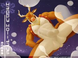 anhes animated anthro balls deer from_below looking_at_viewer male male_only penis reindeer solo