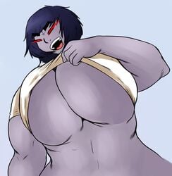 1girls atari_mitsuku darkseid dc female female_only genderswap_(mtf) huge_breasts lady_darkseid milf purple_hair purple_skin red_eyes rule_63 smile solo the_new_gods