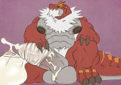 abs anthro ball_tuft barazoku big_nipples big_penis bodily_fluids claws condom cum cum_drip cumshot dinosaur dragon dripping ejaculation embarrased_horny embarrassed erection excessive_cum excessive_genital_fluids filled_condom flustered fossil_pokemon fur generation_6_pokemon genital_fluids genitals grey_body hand_on_penis heavy_balls hi_res huge_cock huge_thighs hyper hyper_genitalia hyper_penis hyper_thighs kazushi looking_at_viewer male masturbation moobs muscular muscular_anthro mythological_creature mythological_scalie mythology neck_tuft nervous nintendo nipple_outline nipples orange_accents orgasm penile penile_masturbation penis pokemon pokemon_(species) prehistoric_species red_body red_scales reptile scales scalie sexual_barrier_device shy solo spikes stroking_penis tail teeth_showing thick_thighs toe_claws tuft tyrantrum vein veiny_penis white_body white_fur worried