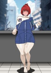 1girls after_fellatio after_oral after_rape after_sex alternate_version_available artist_request barefoot blush bottomless closed_mouth clothing cum cum_on_body female female_only girls'_frontline girls'_frontline_2:_exilium green_eyes jacket lentine_(girls'_frontline_2) looking_at_viewer mole mole_under_eye outdoors red_hair rope_marks runny_makeup smile source_request standing stray_pubic_hair tally_marks