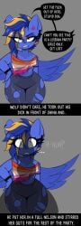1girls anger_symbol angry angry_face animal_genitalia blue_skin bottom_heavy color concerned dialogue english_text eyeliner furaffinity_link imminent_rape imminent_sex knot lesbian_conversion lesbian_pride_bikini lesbian_pride_colors lesbian_with_male massive_penis my_little_pony narration orientation_play orientation_play_(explicit) penis_shadow rape ri_denueth scared shina_(denueth) text worried