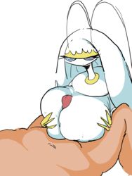 1boy 1girls 3_fingers alien antennae anthro big_breasts big_penis blue_eyes breast_grab breasts erection eye_contact eyelashes faceless_male female huge_breasts human insect interspecies large_breasts looking_at_viewer male male_human/female_anthro male_human/female_pokemon nintendo no_nipples nude on_top paizuri penis petronoise pheromosa pokemon pokemon_(species) pokemon_sm source_request straight white_background white_skin yellow_skin