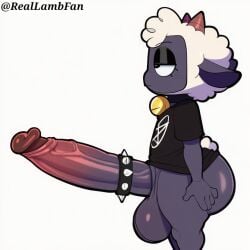 1boy accessory ai_generated anthro ass balls bell_collar big_butt black_shirt blush cock_ring cult_of_the_lamb cute dark_skin erection femboy fluffy_wool from_side furry gay gay_anal gay_male gay_sex glistening gold_bell goth_lamb_(reallambfan) half_lidded_eyes homosexual homosexual_male homosexual_sex huge_ass huge_balls huge_cock hyper_penis inverted_pentagram jewelry lamb_(cult_of_the_lamb) large_balls large_penis looking_down male male/male male_only male_penetrated male_penetrating motion_lines penis purple_skin reallambfan red_horns shiny_skin short_sleeves side_view small_horns smug_expression solo spiked_bracelet spiked_cock_ring spiked_collar sweat symbol t_shirt testicles thick_penis thick_thighs veiny_penis white_background white_symbol white_wool wide_hips