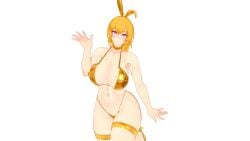 1girls bikini bikini_bottom bikini_top blonde_female blonde_hair bunny_ears half-dressed half_naked half_naked_female long_hair long_hair_female onlyrubez rwby solo_female yang_xiao_long