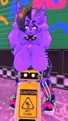 breasts breasts_on_head caption captioned fnaf huge_breasts roxanne_wolf_(fnaf) vrchat vrchat_avatar