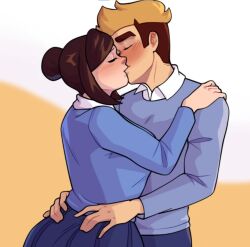academy34 age_difference kiss kissing mei_(overwatch) milf overwatch sfw youngnaughty