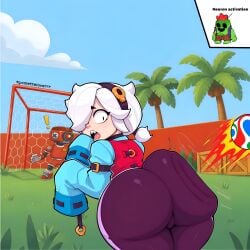 1girls ass ass_focus big_ass brawl_stars colette_(brawl_stars) colettelover female football spike_(brawl_stars) tagme white_hair