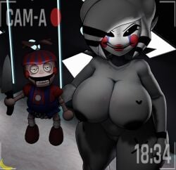 3d 3d_(artwork) angry angry_expression angry_eyes angry_face angry_female artist_logo artist_name big_breasts big_thighs blender boobs camera camera_hud camera_pov clenched_hand clenched_teeth dark darkness fap_nights_at_frenni's female female_focus five_nights_at_freddy's fredina's_nightclub furry furry_female glowing_eyes holding holding_object kinfe light looking_at_viewer marie_(cally3d) marie_(cryptia) muffintop20 naked naked_female puppet scary self_upload solo stage watermark weapon white_light