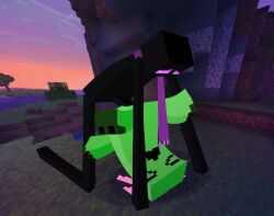 1boy 1girls 2026 2d 4_legs animated black_body blocky_body cock creeper creeper_(minecraft) dick enderman english_text face_down_ass_up female green_body loop male mating_press minecraft no_sound outdoors penetration penis plums2pickles purple_eyes pussy scarf sex shorter_than_10_seconds straight sunset tagme text upside-down vagina vaginal_penetration video