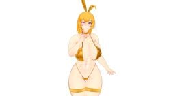 1girls bikini bikini_bottom bikini_top blonde_female blonde_hair bunny_ears half-dressed half_naked half_naked_female long_hair long_hair_female onlyrubez purple_eyes rwby solo_female yang_xiao_long