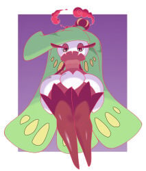 1girls 2026 2d 2d_(artwork) 2d_artwork color dynamax female female_only game_freak generation_7_pokemon giant_anthro giant_female giantess gigantification green_hair leg_focus legs long_hair looking_at_viewer looking_down macro macro_anthro macro_female macrophilia nintendo pink_eyes plant plant_girl plant_humanoid pokemon pokemon_(species) tsareena video_games wide_hips