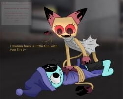 1boy 1girls astro_(dandy's_world) dandy's_world female_dominating_male imminent_sex roblox twisted_scraps_(dandy's_world)