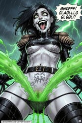 ahe_gao ahegao ahegao_ai ahegao_face ai_generated bdsm bdsm_outfit brunette comic_page comic_panel crazy_eyes crazy_smile crossed_eyes femdom kim_possible leather leather_clothing lixy military_uniform orgasm psychopath sadism sadistic_female shego squirt squirting villainess whip white_body
