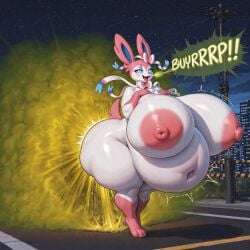 ai_generated anthro belly big_ass big_belly big_breasts breasts_bigger_than_head burping eeveelution fart fart_cloud fart_fetish farting furry furry_female game_freak huge_areolae huge_ass huge_breasts huge_nipples hyper hyper_ass hyper_breasts hyper_fart large_ass large_breasts looking_at_viewer massive_breasts nintendo nipples pokemon pokemon_(species) sylveon tagme tenshi1499