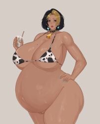1girls ass big_ass big_breasts big_thighs black_hair blonde_hair breasts brown_eyes cow_print dark-skinned_female dark_skin domina fat_ass female female_focus female_only hi_res huge_ass huge_breasts hyper_breasts large_ass lips looking_at_viewer natwo2021 overwatch pregnant pregnant_belly pregnant_female pregnant_sex pussy pussy_lips solo tagme thick thick_thighs thighs thunder_thighs