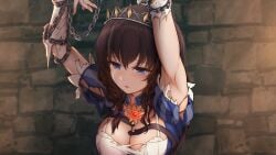black_hair blue_eyes bra defeated image