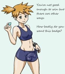 1futa bluge english_text futanari kasumi_(pokemon) penis pokemon sufan swimwear testicles text
