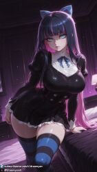 1girls ai_generated big_breasts black_hair blue_eyes breasts curvy curvy_body curvy_female dreamyan_ai female female_focus female_only green_eyes hi_res high_quality high_resolution highres huge_breasts large_breasts long_hair looking_at_viewer panty_&_stocking_with_garterbelt pink_hair seductive seductive_eyes seductive_look seductive_mouth seductive_pose seductive_smile smile smiling solo solo_female solo_focus stocking_anarchy stockings striped_legwear stripes thick_ass thick_thighs thighhighs thighs uncensored very_long_hair