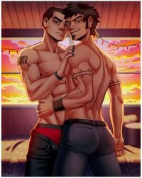 2boys abs crossover crossover_pairing crossover_ship crossover_shipping daria diary_of_a_wimpy_kid embracing embracing_another gay gay_sex male male/male male_only muscular_male rodrick_heffley tattoos trent_lane