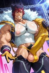 ai_generated ai_slop bara bara_tiddies bara_tits barazoku cock league_of_legends muscular muscular_male pecs penis sett