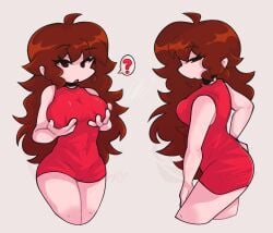 artist_request breasts curvy curvy_body curvy_female curvy_figure friday_night_funkin girlfriend_(friday_night_funkin) legs open_mouth touching_breast
