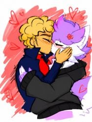 ai_generated anthro blush blushing felid furry human human_on_anthro interspecies kissing kit_community nori_kitty romantic romantic_ambiance romantic_couple tanned tanned_male tanned_skin