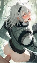 1boy 2d 2d_(artwork) ahe_gao ahegao ai_generated alternate_version_at_source alternate_version_available anal_penetration anal_sex anonymous_male anus armor ass ass_focus asshole big_penis bird's-eye_view blue_eyes blush boots clothed drool drooling face_focus forest forest_background from_behind from_behind_position fur_trim gear half-closed_eyes hi_res high_resolution highres huge_cock large_penis light-skinned_male looking_at_viewer looking_back looking_pleasured male male/male male_penetrated male_penetrating male_penetrating_male medium_hair motion_blur motion_lines nier_(character) nier_(series) nier_replicant partially_clothed perspective pov pov_male standing standing_sex stretched_anus stretching_anus sweat sweatdrop sweating tanned tanned_skin tears thigh_boots tongue_out tremble_lines trembling unseen_male unseen_male_face veins_on_dick veiny_penis visible_breath white_hair