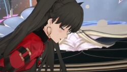 bent_forward bent_over black_hair blue_eyes caelus_(honkai:_star_rail) eyes_rolling_back fate/stay_night fate_(series) from_behind honkai:_star_rail honkai_(series) implied_penetration implied_sex no_sound rolling_eyes shaking shorter_than_10_seconds tagme tohsaka_rin tohsaka_rin_(honkai:_star_rail) video