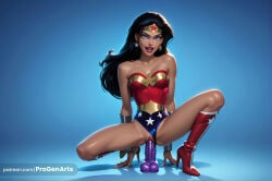 1girls ai_generated arm_support bare_shoulders black_hair blue_background blue_eyes boots bracer breasts bridal_gauntlets circlet clothing_aside collarbone dark_skin dc dc_comics dcau dildo dildo_in_pussy dildo_insertion dildo_riding earrings female female_masturbation fingernails full_body hi_res high_heel_boots high_heels highleg jewelry knee_boots leotard leotard_aside lips lipstick long_hair looking_at_viewer makeup masturbation medium_breasts nail_polish object_insertion on_one_knee open_mouth progenarts pussy pussy_juice red_footwear red_leotard red_lips sex_toy shadow smile solo spread_legs squatting star_(symbol) star_earrings star_print strapless strapless_leotard superhero teeth thighs tiara tiptoes uncensored vaginal vaginal_insertion vaginal_masturbation vaginal_object_insertion vambraces watermark web_address wonder_woman wonder_woman_(series)