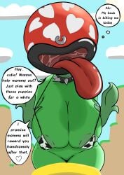 big_breasts big_lips big_lips_no_eyes bikini bikini_top black_lips black_lipstick breasts collar collarbone cow_print cow_print_bikini large_breasts leaf lips mario_(series) mario_bros mini_bikini minibikini piercing piranha_plant piranha_plant_girl spiked_collar spikes super_mario_bros. thick_thighs thighs tongue tongue_out voluptuous voluptuous_body voluptuous_female