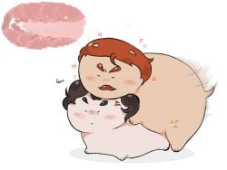 background_characters blush censored cum_inside digital_drawing_(artwork) fictional_species fur ginger_hair guts_&_blackpowder guts_and_blackpowder heart_symbol inside_view mustache npc penetration simple_background simple_shading waving_tail white_background yanitheone