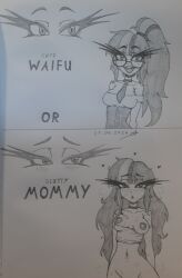 dark_nipples english_text glasses katanis medium_breasts mommy my_little_pony nerd nerdy_female puffy_nipples sci-twi shiny_skin simple_background suggestive_look text twilight_sparkle_(mlp) waifu