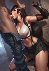 1boy 1girls ai_generated final_fantasy final_fantasy_vii final_fantasy_vii_remake restrained stationary_restraints tagme tifa_lockhart vilejelly