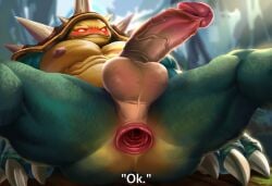 1boy abs ai_generated anal_gape anthro anus balls bara barazoku big_claws big_pecs big_penis blush claws gape gaping gaping_anus jungle league_of_legends legs_open lying_on_back male muscle muscles muscular muscular_anthro muscular_male nipples novelai pecs penis perineum perspective rammus rammus_(lol) red_eyes riot_games shell solo spiked_shell spikes spiky_shell spread_legs stable_diffusion veiny_penis