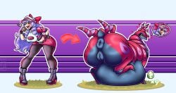 all_fours anus aroused asshole bad_end before_and_after bug cap chitin donut_anus dr_wahee drill_hair eggs feral green_eyes grin heart hearts hooves horns huge_ass huge_breasts human_to_feral jacket kodou-sama_(cownon) large_breasts laughing lavender_hair long_eyelashes long_hair massive_ass nipples ojou-sama original pokeball pokemon pokemon_trainer pregnant pussy scolipede smug surprised tagme tail transformation
