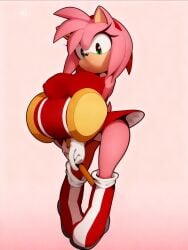 amy_rose big_boots big_breasts piko_piko_hammer red_dress