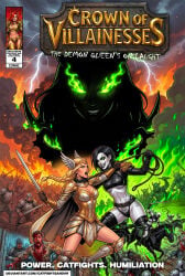 ai_generated bdsm bdsm_outfit brunette catfight comic comic_strip crazy_eyes crazy_smile femdom leather leather_clothing lixy military_uniform psychopath sadism sadistic_female shego villainess whip white_body
